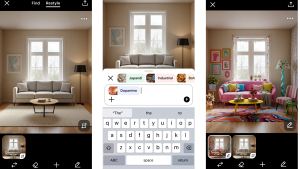Pinterest Restyle yapay zeka oda tasarım özelliği ekran görüntüsü