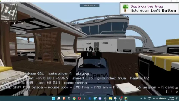 Minecraft içinde çalışan Call of Duty Hijacked haritası görüntüsü
