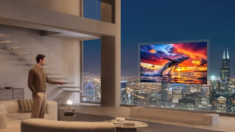 LG akıllı TV için uzaktan kumanda kullanan bir müşteri.