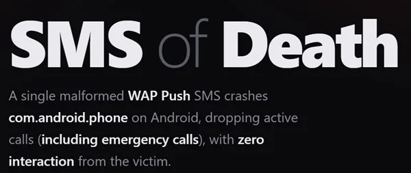 Android'de Ölüm SMS'i açığı