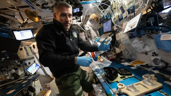 NASA astronotu uzay istasyonunda bitki deneyi yaparken